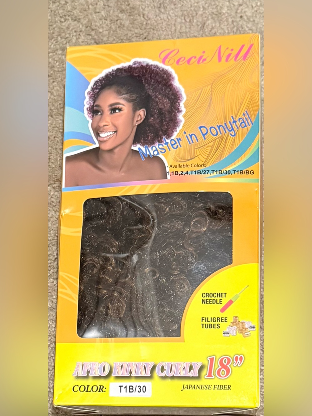Afro Kinky Curly 18" Ponytail - T1B/30